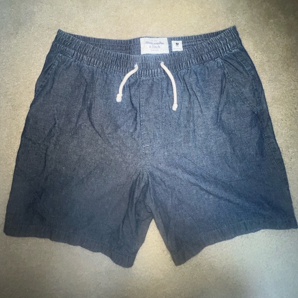 Abercrombie & Fitch Men Drawstring Cotton Shorts Gray Medium - Picture 1 of 3